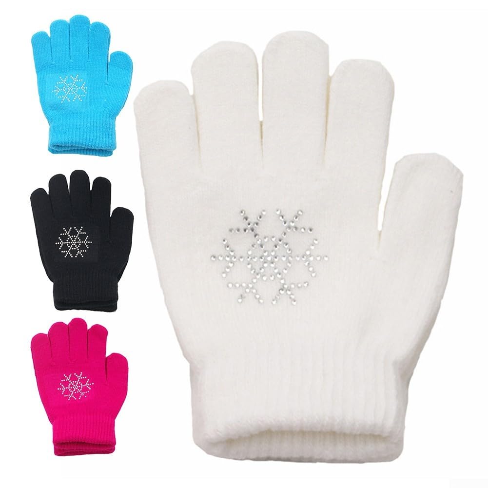 Warm Figure Skating Gloves – Non-Slip, Kids (M, Pink)