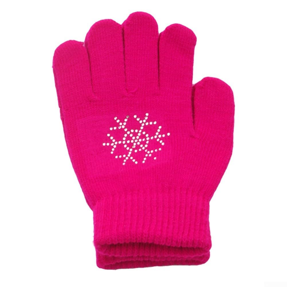 Warm Figure Skating Gloves – Non-Slip, Kids (M, Pink)