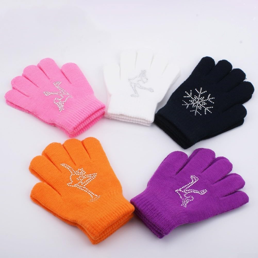 Warm Figure Skating Gloves – Non-Slip, Kids (M, Pink)