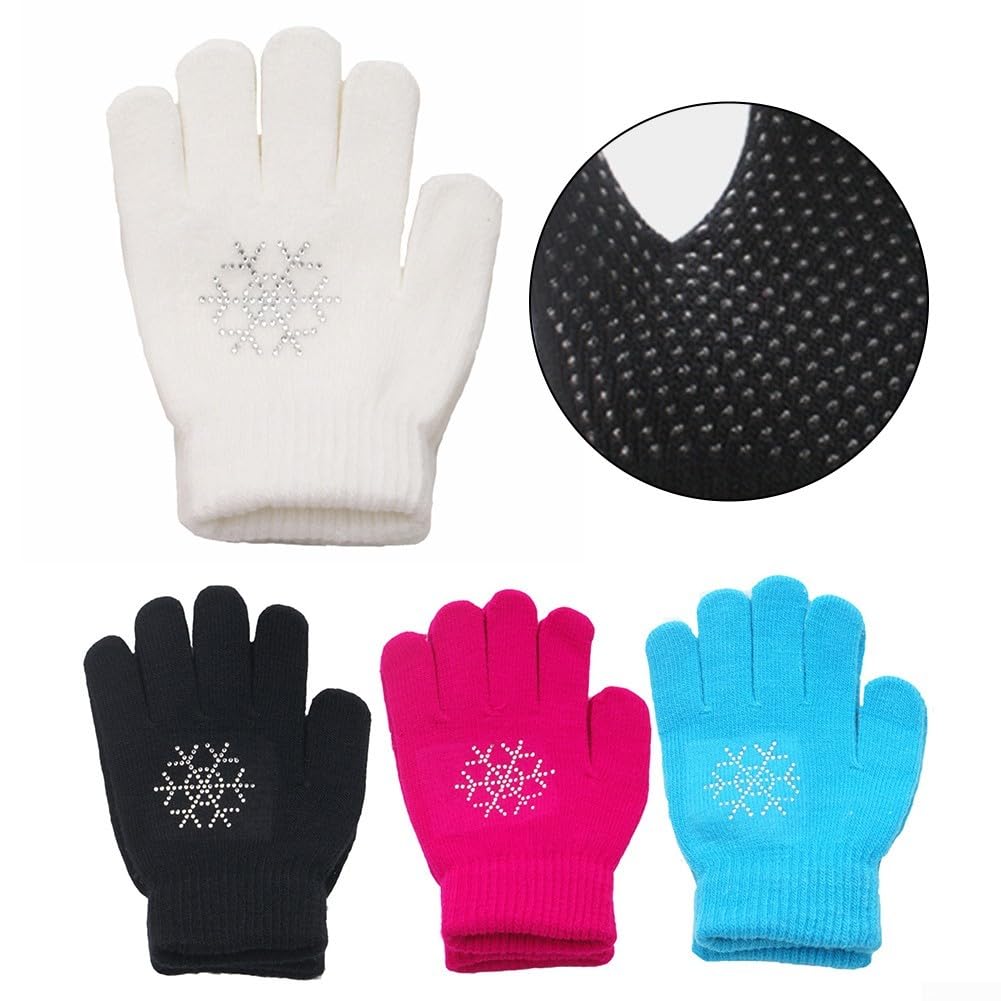 Warm Figure Skating Gloves – Non-Slip, Kids (M, Pink)